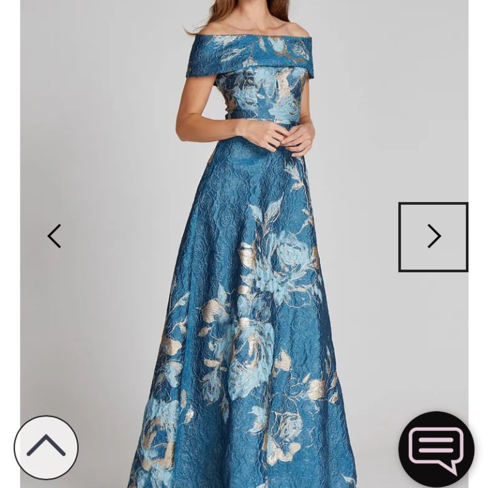 Elegant Blue Floral Off-Shoulder Dress
